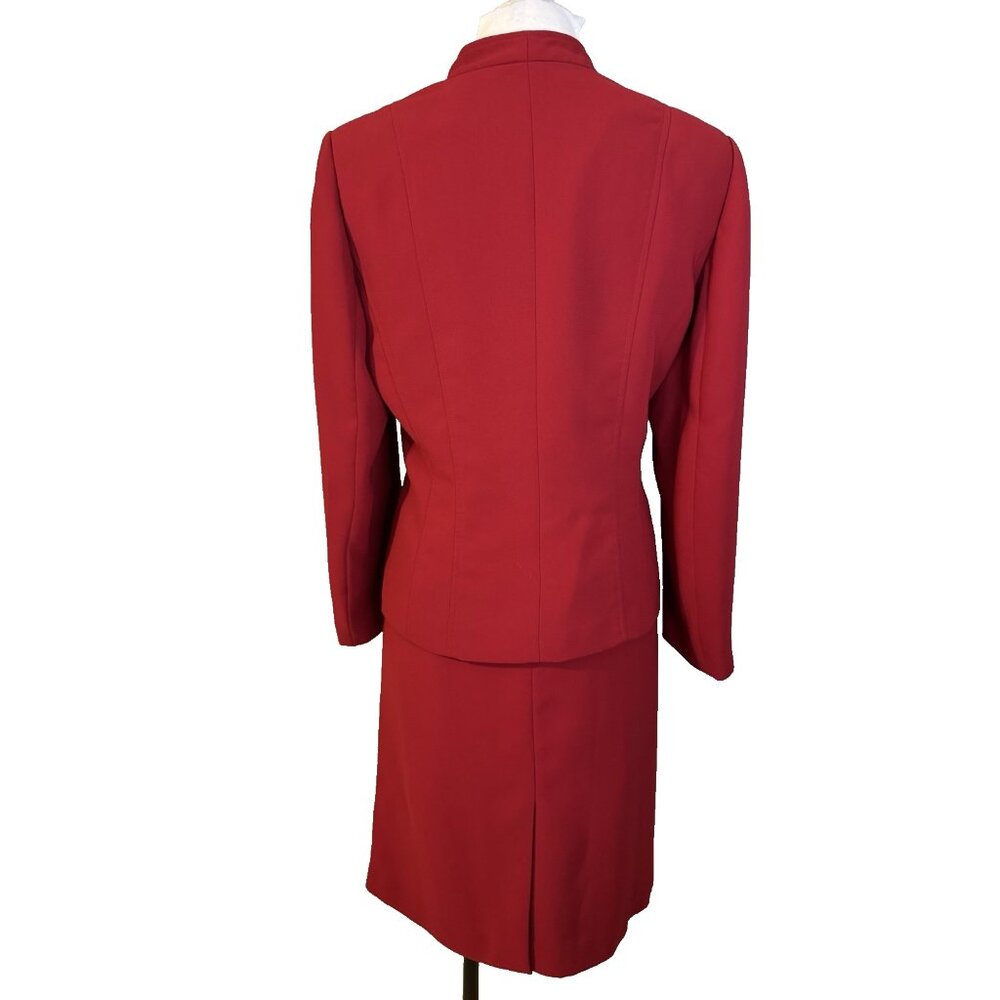 Le Suit Blazer Skirt Suit 14P 14 P Dark Ruby Red Classic - Picture 4 of 11